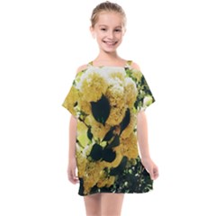 Yellow Snowballs Kids  One Piece Chiffon Dress