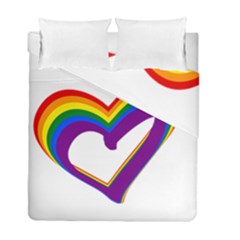 Rainbow Heart Colorful Lgbt Rainbow Flag Colors Gay Pride Support Duvet Cover Double Side (full/ Double Size) by yoursparklingshop