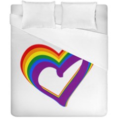 Rainbow Heart Colorful Lgbt Rainbow Flag Colors Gay Pride Support Duvet Cover Double Side (california King Size) by yoursparklingshop