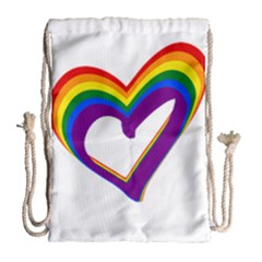 Rainbow Heart Colorful Lgbt Rainbow Flag Colors Gay Pride Support Drawstring Bag (large) by yoursparklingshop