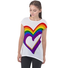 Rainbow Heart Colorful Lgbt Rainbow Flag Colors Gay Pride Support Cap Sleeve High Low Top by yoursparklingshop