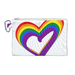 Rainbow Heart Colorful Lgbt Rainbow Flag Colors Gay Pride Support Canvas Cosmetic Bag (large) by yoursparklingshop