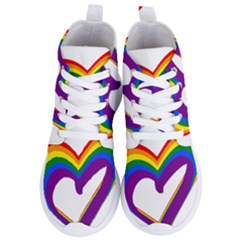 Rainbow Heart Colorful Lgbt Rainbow Flag Colors Gay Pride Support Women s Lightweight High Top Sneakers by yoursparklingshop