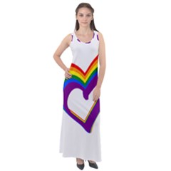 Rainbow Heart Colorful Lgbt Rainbow Flag Colors Gay Pride Support Sleeveless Velour Maxi Dress by yoursparklingshop