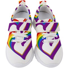 Rainbow Heart Colorful Lgbt Rainbow Flag Colors Gay Pride Support Kids  Velcro Strap Shoes by yoursparklingshop