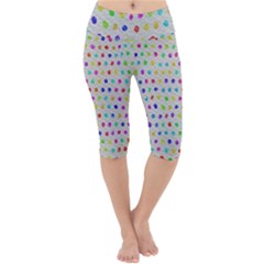 Social Disease - Polka Dot Design Lightweight Velour Cropped Yoga Leggings by WensdaiAmbrose