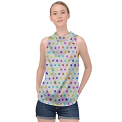 Social Disease - Polka Dot Design High Neck Satin Top