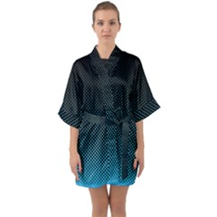 Sharp - Turquoise Halftone Quarter Sleeve Kimono Robe by WensdaiAmbrose