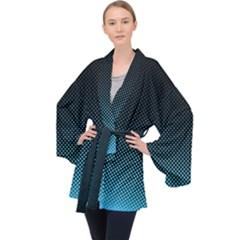 Sharp - Turquoise Halftone Velvet Kimono Robe by WensdaiAmbrose