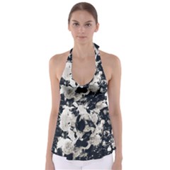 High Contrast Black And White Snowballs Babydoll Tankini Top