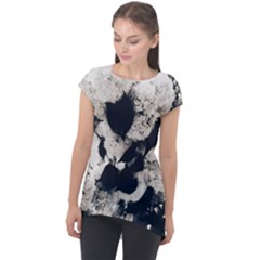 High Contrast Black And White Snowballs Cap Sleeve High Low Top