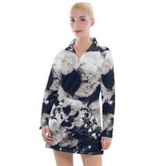 High Contrast Black And White Snowballs Women s Long Sleeve Casual Dress