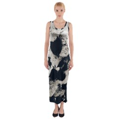 High Contrast Black And White Snowballs Fitted Maxi Dress