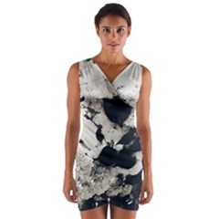 High Contrast Black And White Snowballs Wrap Front Bodycon Dress