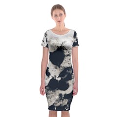 High Contrast Black And White Snowballs Classic Short Sleeve Midi Dress