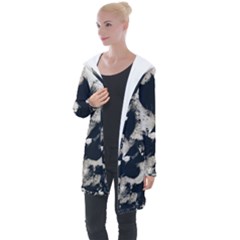 High Contrast Black And White Snowballs Longline Hooded Cardigan