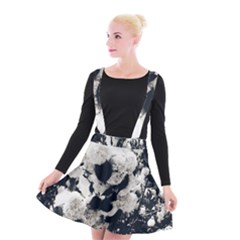 High Contrast Black And White Snowballs Suspender Skater Skirt