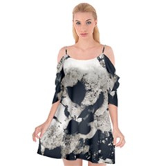 High Contrast Black And White Snowballs Cutout Spaghetti Strap Chiffon Dress