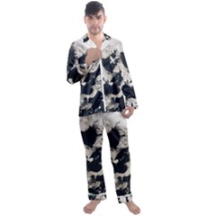 High Contrast Black And White Snowballs Men s Satin Pajamas Long Pants Set by okhismakingart