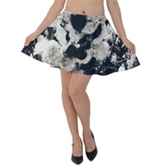 High Contrast Black And White Snowballs Velvet Skater Skirt