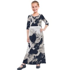 High Contrast Black And White Snowballs Kids  Quarter Sleeve Maxi Dress