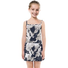 High Contrast Black And White Snowballs Kids  Summer Sun Dress