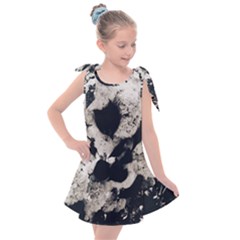 High Contrast Black And White Snowballs Kids  Tie Up Tunic Dress