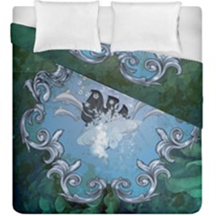 Surfboard With Dolphin Duvet Cover Double Side (king Size) by FantasyWorld7