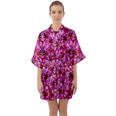 Flowers And Bloom In Sweet And Nice Decorative Style Quarter Sleeve Kimono Robe by pepitasart