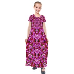 Flowers And Bloom In Sweet And Nice Decorative Style Kids  Short Sleeve Maxi Dress by pepitasart