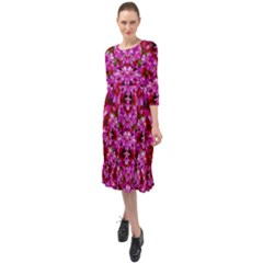 Flowers And Bloom In Sweet And Nice Decorative Style Ruffle End Midi Chiffon Dress by pepitasart