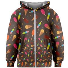 Hot Summer Months - Frozen Treats Pattern Kids  Zipper Hoodie Without Drawstring