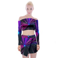 Abstract Background Lightning Off Shoulder Top With Mini Skirt Set by Pakrebo