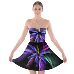 Fractal Floral Pattern Petals Strapless Bra Top Dress