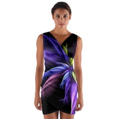 Fractal Floral Pattern Petals Wrap Front Bodycon Dress