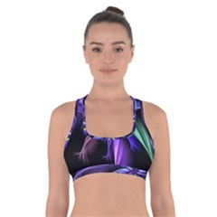 Fractal Floral Pattern Petals Cross Back Sports Bra