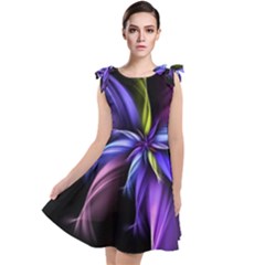 Fractal Floral Pattern Petals Tie Up Tunic Dress