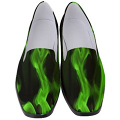 Smoke Flame Abstract Green Women s Classic Loafer Heels by Pakrebo