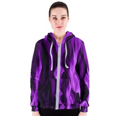 Smoke Flame Abstract Purple Women s Zipper Hoodie by Pakrebo