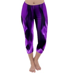 Smoke Flame Abstract Purple Capri Winter Leggings  by Pakrebo