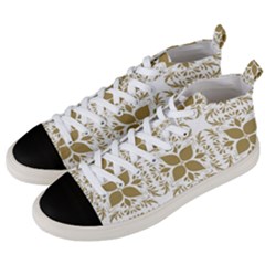 Illustrations Pattern Gold Floral Texture Design Men s Mid-top Canvas Sneakers by Pakrebo