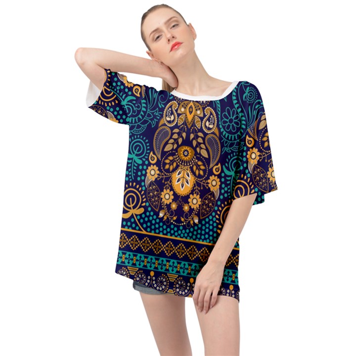 African Pattern Oversized Chiffon Top