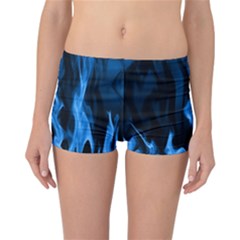 Smoke Flame Abstract Blue Reversible Boyleg Bikini Bottoms by Pakrebo