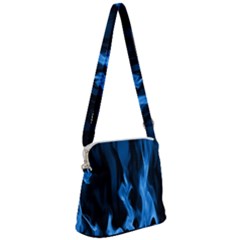 Smoke Flame Abstract Blue Zipper Messenger Bag by Pakrebo
