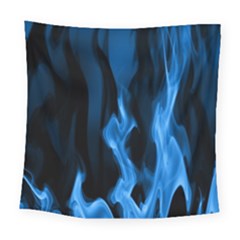 Smoke Flame Abstract Blue Square Tapestry (large) by Pakrebo