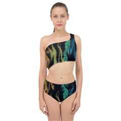 Smoke Rainbow Colors Colorful Fire Spliced Up Two Piece Swimsuit by Pakrebo