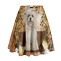 Cute Maltese Puppy With Flowers High Waist Skirt View1