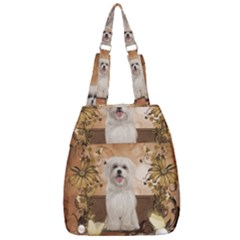 Cute Maltese Puppy With Flowers Center Zip Backpack by FantasyWorld7
