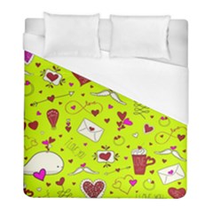 Valentin s Day Love Hearts Pattern Red Pink Green Duvet Cover (full/ Double Size) by EDDArt