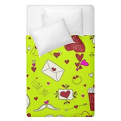 Valentin s Day Love Hearts Pattern Red Pink Green Duvet Cover Double Side (single Size) by EDDArt